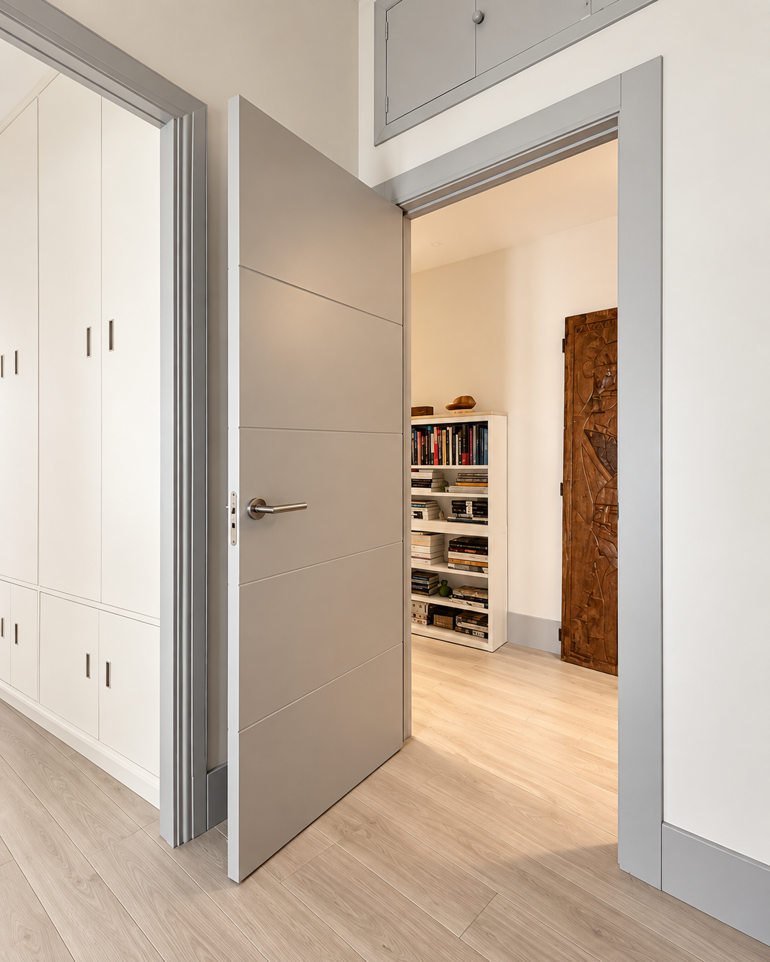 Puerta interior y almacenaje empotrado del proyecto Fernández de los Ríos 13
